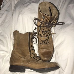 Leather Lace/Zip Up Combat Boots